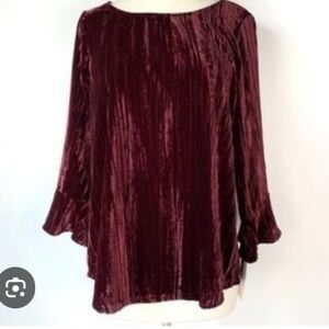 Chic Velvet Women's Blouse in Rich Burgundy